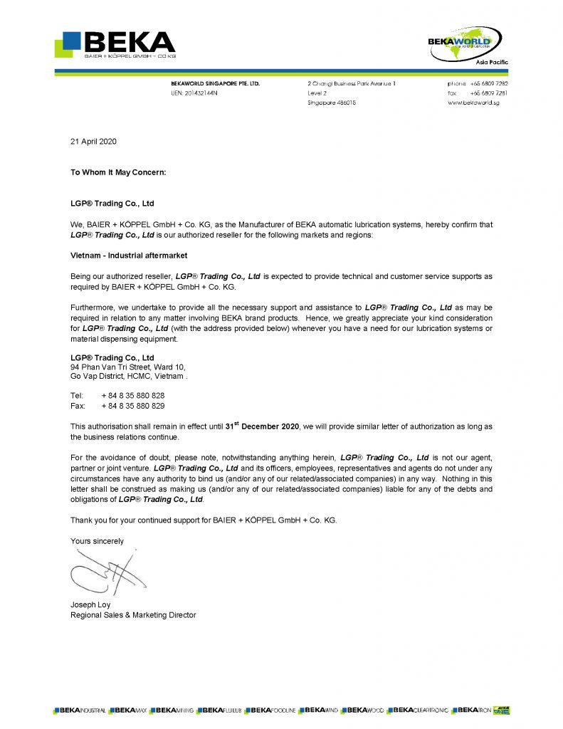 Dai Ly BEKA Tai Viet Nam