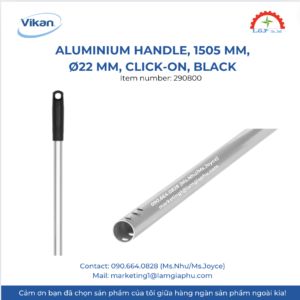 Aluminium Handle, 1505 mm, Ø22 mm, Click-on, Black.