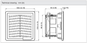 Bản vẽ kỹ thuật mm(in) - Fan Filter