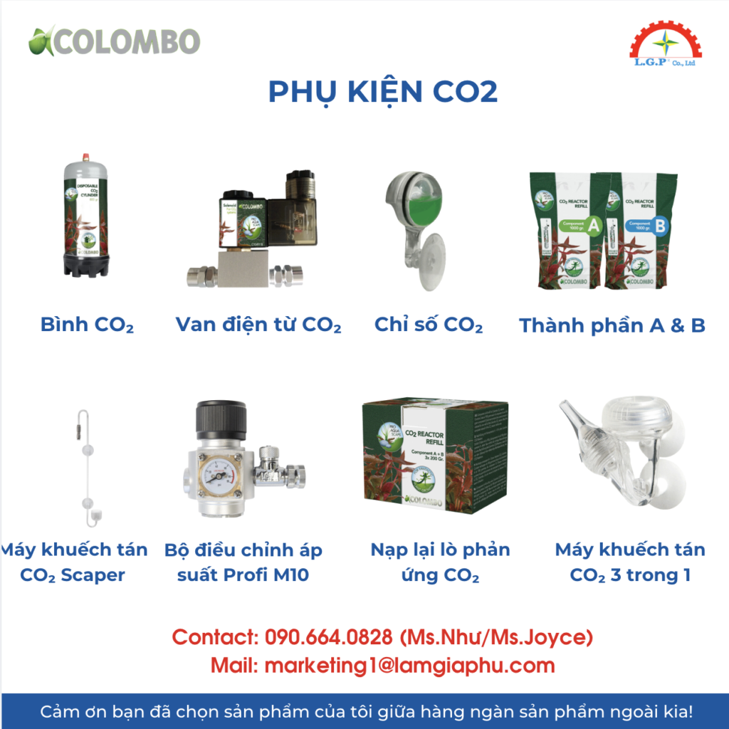 Bình CO2 và phụ kiện CO2 cho bể cá hãng COLOMBO (Hà Lan)