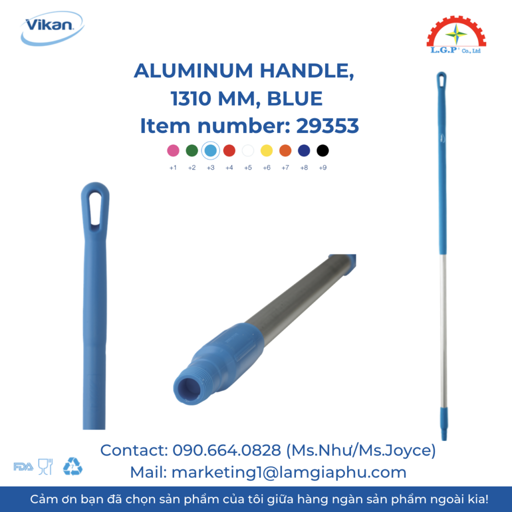 Cán chổi Vikan 29313, Ø22 mm, 840 mm, Blue