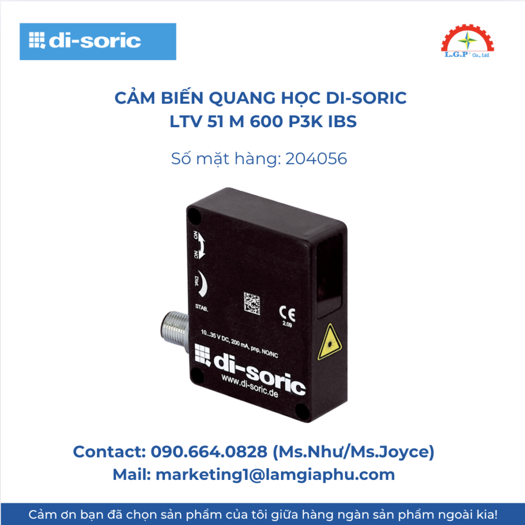 Cảm Biến Quang Học Di-Soric LTV 51 M 600 P3K IBS