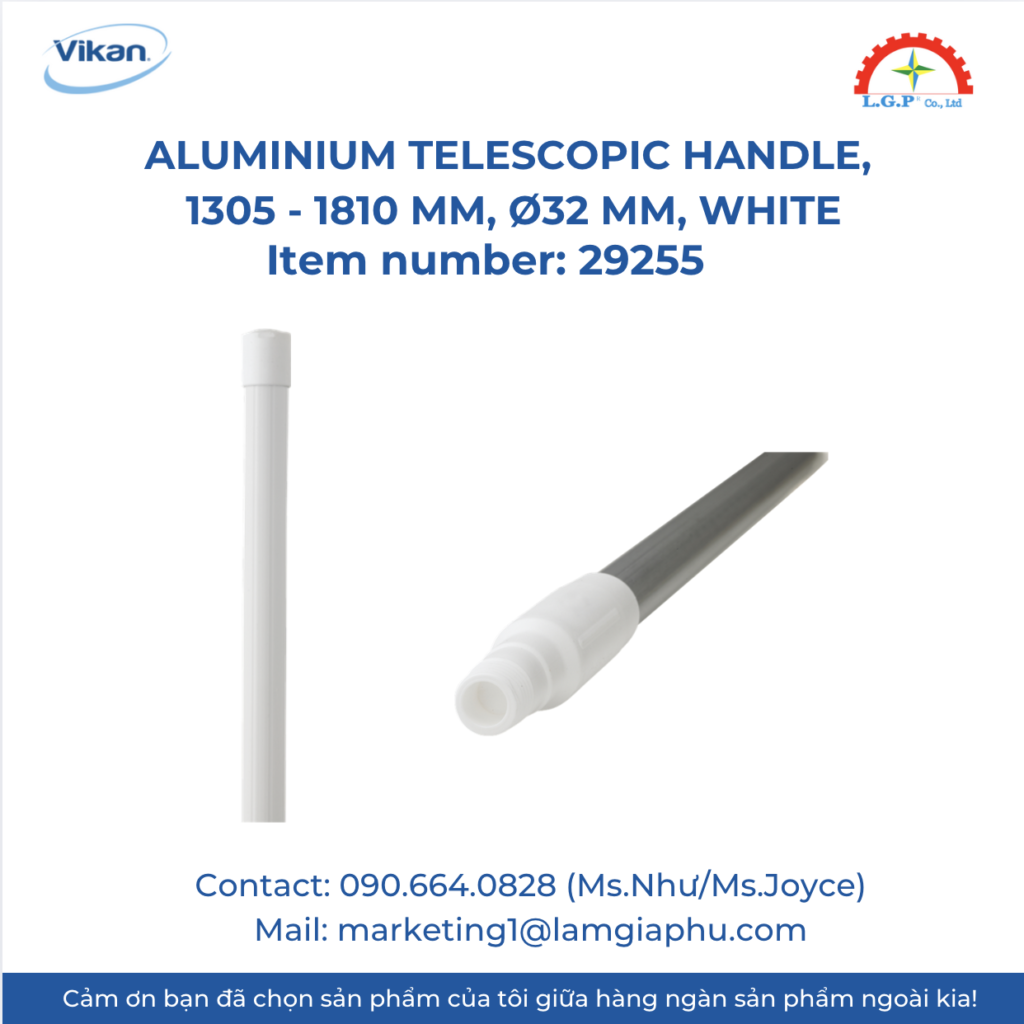 Vikan 29255 - Cán nhôm 1305 - 1810 mm, Ø32 mm, White