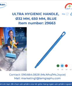 Vikan 29663 - Ultra Hygienic Handle, Ø32 mm, 650 mm, Blue