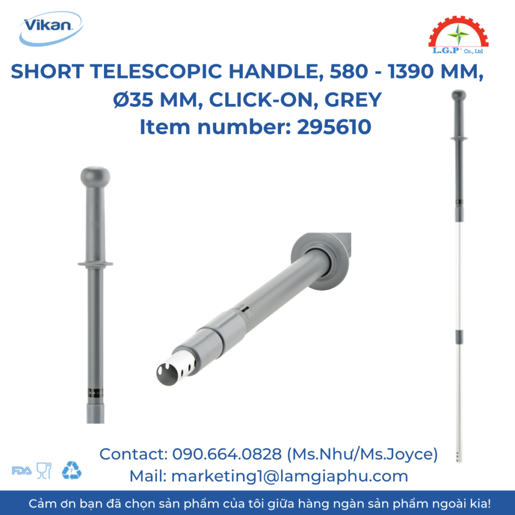 Cán chổi 295610, 580 - 1390 mm, Ø35 mm, Click-on, Grey