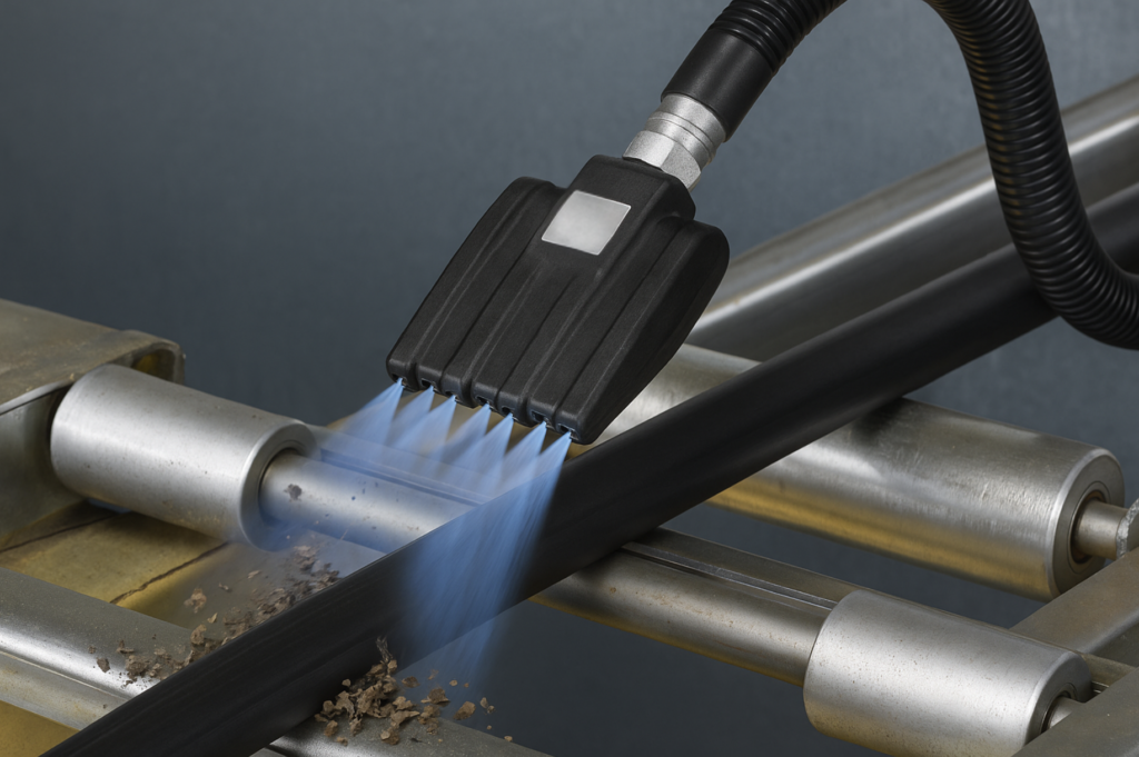 Ứng dụng vòi phun khí SILVENT 9002W làm sạch dây chuyền cao su