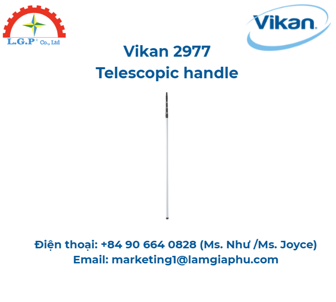 Tay cầm, Vikan 2977, 1880 - 6000 mm, Ø34 mm, Xám