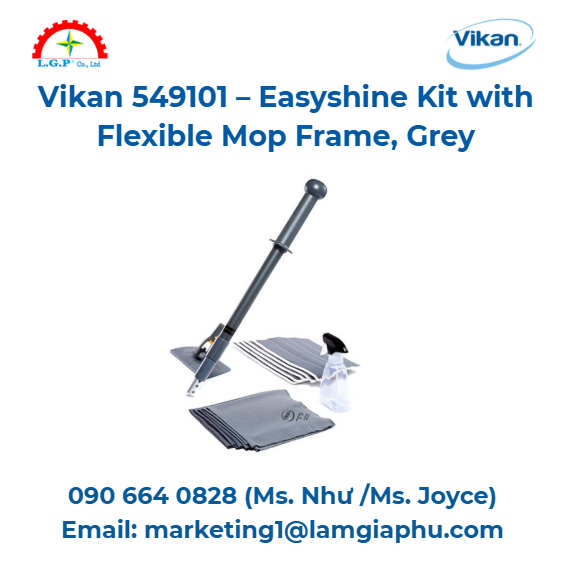 Bộ lau nhà kèm khung lau linh hoạt Vikan 549101, xám