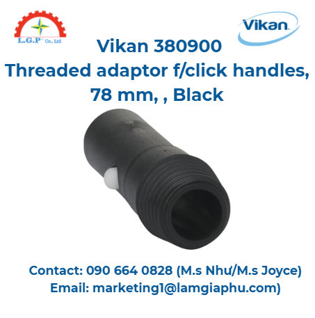 Bộ chuyển đổi ren Vikan 380900, f/tay cầm bấm, 78 mm, Màu đen