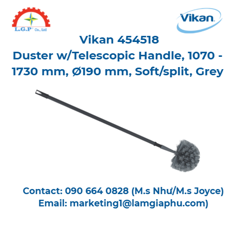 Chổi lau bụi có tay cầm dạng ống lồng Vikan 454518, Màu xám