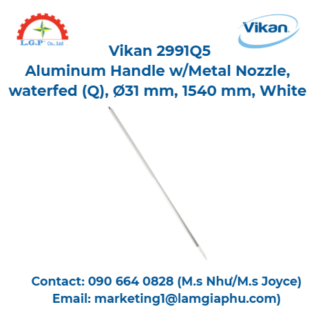 Tay cầm bằng nhôm Vikan 2991Q5, 1540 mm, Màu trắng