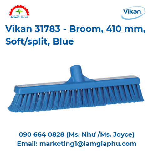 Chổi Vikan 31783, 410 mm, lông mềmchẻ sợi, xanh