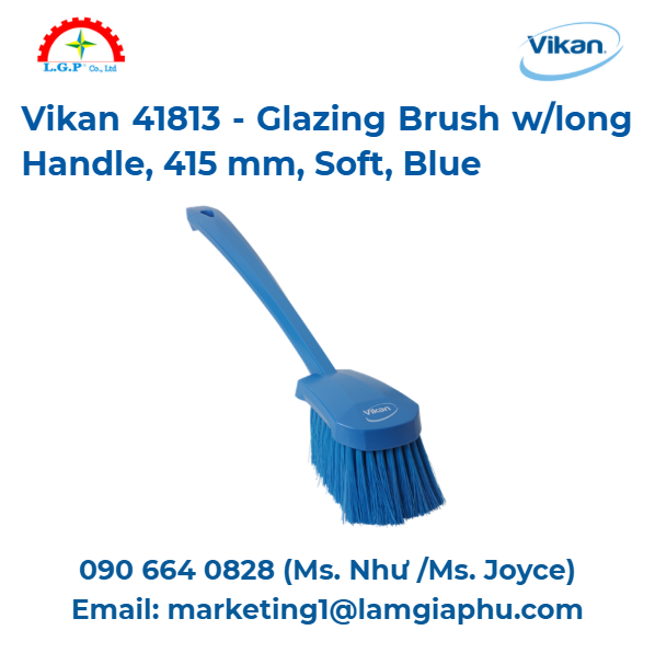 Chổi phủ men cán dài Vikan 41813, 415 mm, mềm, xanh