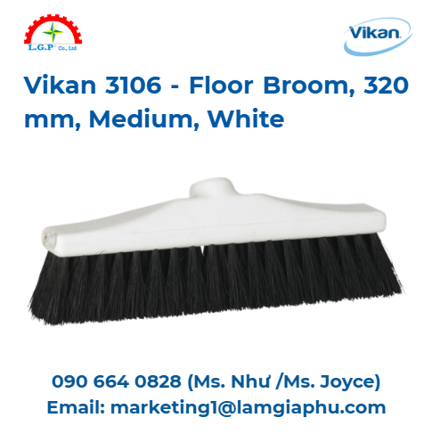Chổi quét sàn Vikan 3106, 320 mm, Trung bình, Trắng