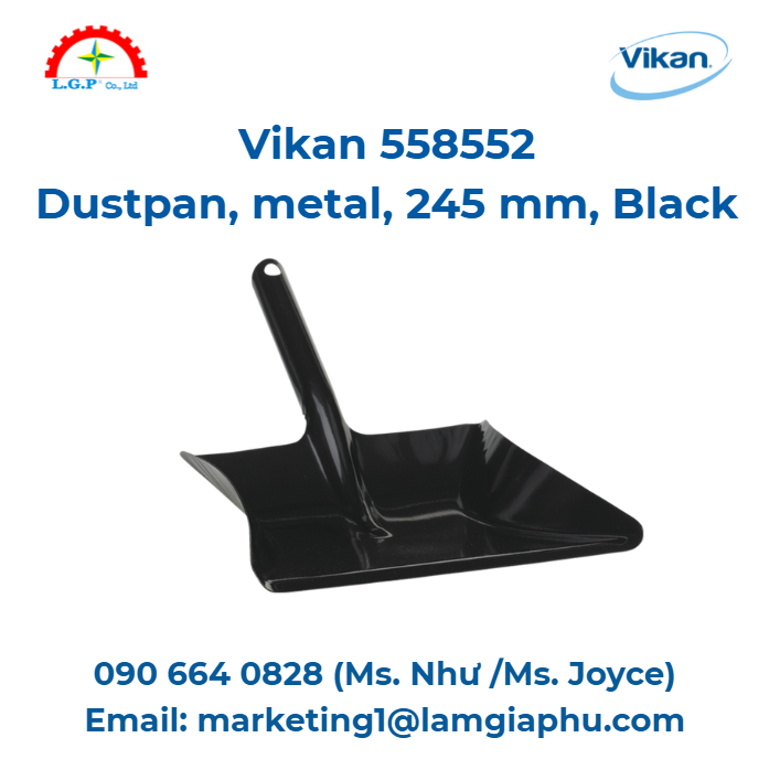 Hốt rác kim loại Vikan 558552, 245 mm, đen