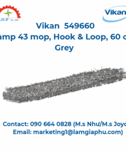 Cây lau nhà ẩm Vikan 549660, móc & vòng, 60 cm, màu xám