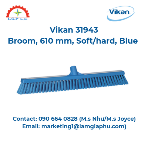 Chổi Vikan 31943, 610 mm, Mềm/cứng, Màu xanh