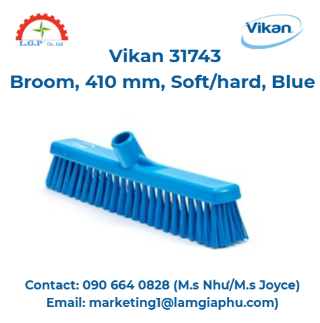 Chổi Vikan 31743, 410 mm, Mềm/cứng, Màu xanh