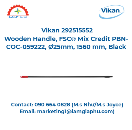 Tay cầm bằng gỗ Vikan 292515552, 1560 mm, Màu đen