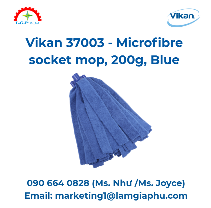 Cây lau nhà sợi nhỏ Vikan 37003, 200g, xanh